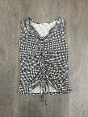 Ruched V-Neck Sleeveless Top in Black & White by Lily Rose